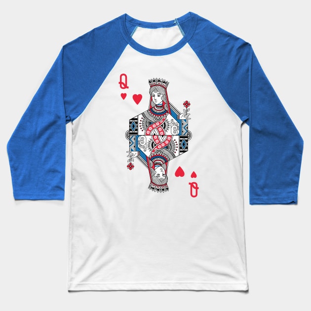 Queen Of Hearts Baseball T-Shirt by SuperrSunday